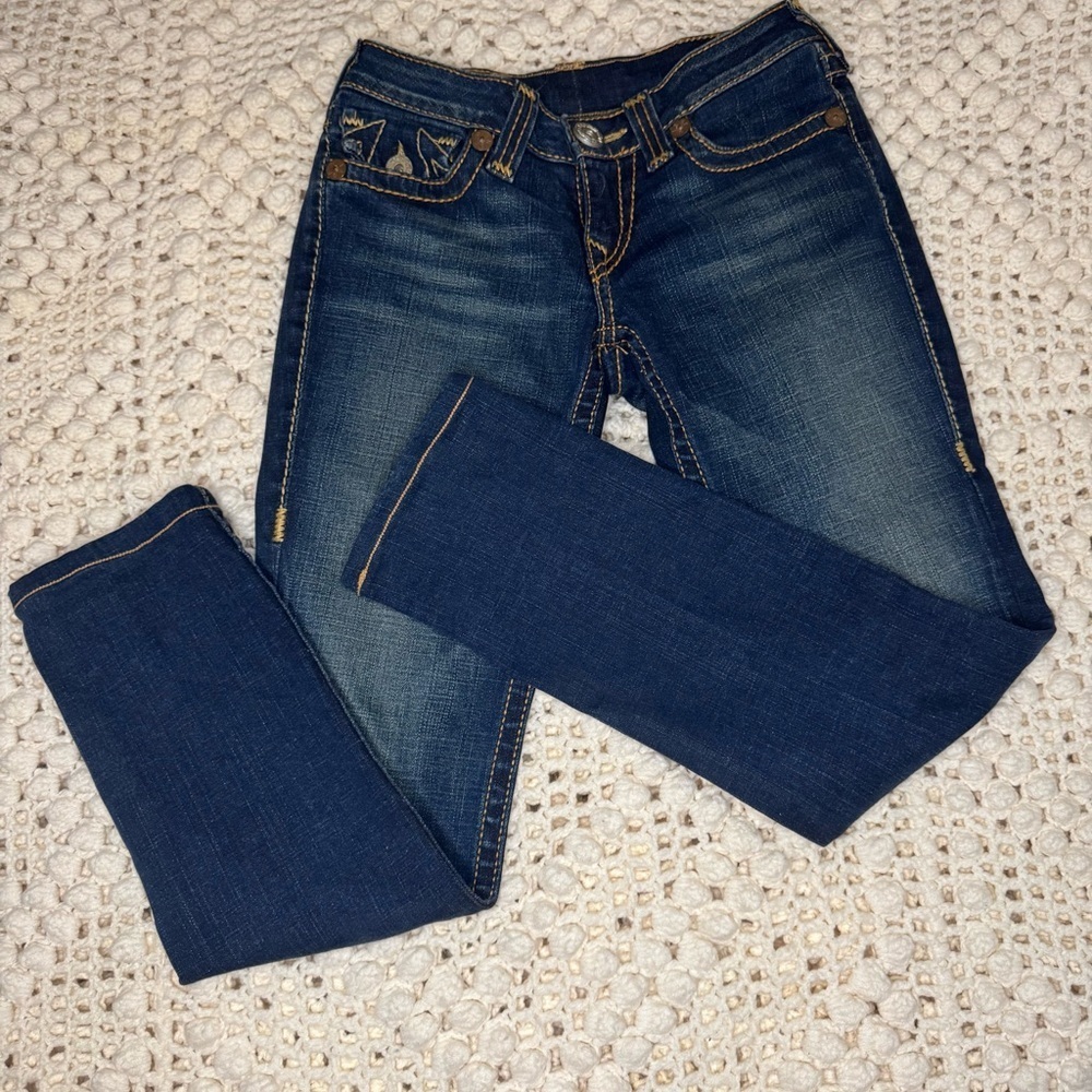True Religion Julie Womens Size 27 Blue Straight Leg Jeans